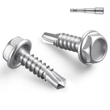 BNUOK #10 x 5/8 Inch Self Drilling Screws, 65pcs 0.5 lbs Self Tapping Screws for Metal, 410 Stainless Steel Hex Washer Head Shee