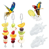 Zorfeter 6 PCS Bird Food Treats Skewer, Parakeet Hanging Food, Stainless Steel Fruit Vegetable Stick Holder for Cockatoo Cockati