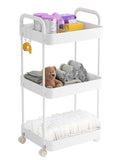 Volnamal Diaper Caddy Organizer, 3-Tier Movable Diaper Cart with Wheels, Newborn Essentials Must Haves, Diaper Caddy for Wipes &
