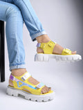 Shoetopia Smart Casual Yellow Sandals For Women & Girls /Uk4,White,7,B0CCRX79H1