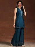 Libas Women'S Silk Blend Embroidered Kurta Set (36839 Blue Blue Xl
