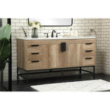 Elegant Decor Indoor Modern Under Sink Bathroom Fixtures Storage Organizer Cabinet 24 Inch Single Bathroom Vanity - Walnut With