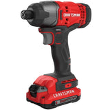 CRAFTSMAN V20 Cordless Impact Driver Kit, 1/4 inch, 2 Batteries and Charger Included (CMCF800C2)