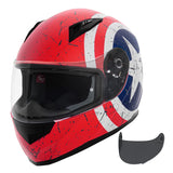 VCAN VX Lightweight Full Face Motorcycle Street Bike Helmet with Extra Tinted Visor DOT Approved (Rebel Star, Medium)