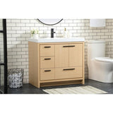 Elegant Decor Wyatt 36 Aluminum Alloy And Mdf Single Bathroom Vanity In Maple