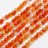 LiQunSweet 130 Pcs 3mm Natural Carnelian Bead Strands Faceted Round Small Loose Crystal Gemstone Bead Spacer for Handmade Jewelr