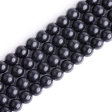 GEM-Inside 6mm Natural Black Russian Shungite Polished Round Stone Chakra Beads for Jewelry Making Full 15 Strand Power Energy H