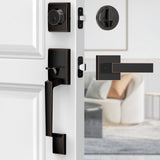 MAXECURITY Bronze Front Door Lock Set, Modern Exterior Door Handle with Lever, Reversible for Right & Left Handed