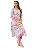 Anni Designer Women'S Cotton Blend Straight Printed Kurta (Raagavi Grey-Vks01_M_Grey_Medium),Grey,M