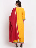 Anni Designer Women'S Cotton Straight Kurta With Palazzo & Dupatta (Hani Yellow_Xl_Yellow_X-Large),Yellow,XL,Cotton Blend,Straight,Kurta, Pants, Scarf