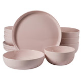 Gibson Home Candy Skies 12 Piece Unbreakable Wheat Straw Melamine Plates and Bowls Dinnerware Set - Outdoor, Camping, & Everyday