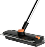 Floor Scrub Brush with Squeegee Long Handle 3 in 1 tub Brush 52'' 2026 Upgraded MultiFunctional Stiff Bristle Cleaning Scrub Br