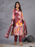 Anni Designer Women'S Rayon Blend Printed Straight Kurta With Pant & Dupatta (Khissu Wine-Nw_L_Wine_Large),Wine,L,,,