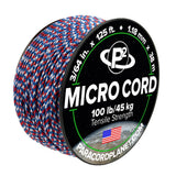 Paracord Planet Micro Paracord - Thin Braided Cord for Crafting, Fishing, and DIY Projects in 125 ft Spools - USA Camo