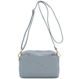 FashionPuzzle Triple Zip Small Crossbody Bag (Blue Grey)