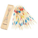 ABNOL Mikado Wooden Pick Up Sticks Game | 31 Sticks with Storage Box | Family Indoor Board Game | Skill Building Strategy Toy |