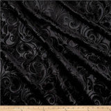 Brocade Scroll Velvet Fabric, 58 Inch in Width, Ideal Embossed Material for Home D cor Black Sample 3x3 Inch