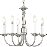 Five-Light White Candles Traditional Chandelier Light Brushed Nickel