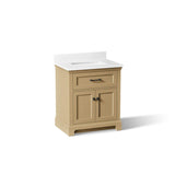 Kohler Charlemont 30 Bathroom Vanity Cabinet with White Sink and Quartz Top, Modern Bathroom Storage, Light Oak, K-29260-BD1-WEK