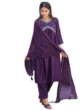 Sanisa Women's Art Silk Sequence Embroidery Work Alia Cut Kurta with Pant and Dupatta Set| Ethnic Set | Suit Set | Kurta Set(163