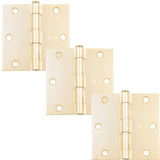 Stone Harbor Hardware 3-1/2 Door Hinges, Square Corner, Polished Brass, 3-Pack