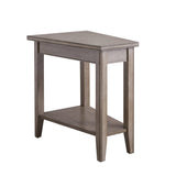 Laurent Recliner Wedge End Side Table with Shelf, Solid Wood, Smoke Gray, Perfect for Living Rooms, Bedrooms, and Small Spaces -