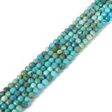 3mm Natural Turquoise Faceted Gemstone Round Loose Beads Strand 15.5-16 DIY Jewelry Making
