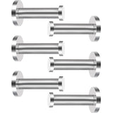 EBOOT 6 Pieces Stainless Steel Wall Mount Robe Coat Hook Towel Wall Hook (3 Inch, Silver)