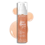 Sunscreen Body Glow Oil, Broad Spectrum SPF 45, Lightweight Water Resistant Shimmering Body Oil with Rose Gold Mica, Moisturizin