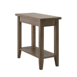 Leick Home Laurent 12 in. Narrow End Side Table, Solid Wood with Shelf, Smoke Gray, 10505-GR