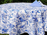 Le Cluny, Versailles Blue and White French Provence 100 Percent COATED Cotton Tablecloth, 70 Inch Round