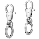 2 Pcs Double Opening Keychain Clip, Heavy Duty Zinc Alloy Swivel Clasp Clip Metal Swivel Snap Hooks Lobster Clasp with Key Ring