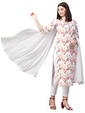 Anni Designer Women'S Cotton Blend Printed Kurta And Pant With Dupatta Set (Kaleping-White_Xxl_White_Xx-Large),White,2XL