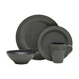 Mikasa Swirl Speckle 16 Piece Dinnerware Set, Service for 4, Graphite