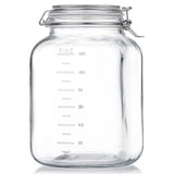 Folinstall 1 Gallon Square Super Wide-Mouth Glass Jars with Airtight Lids, Glass Storage Jars with 2 Measurement Mark, Sturdy Ca