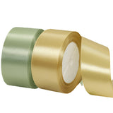 2 Rolls Sage Green Ribbon, 1-1/2 Inch 50 Yards Dusty Sage Green Gold Satin Fabric Ribbon for Wedding Party, Gift Wrapping, Baby