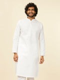 Manyavar Men'S Cotton Self Design Kurta Pyjama Set - (White, X-Large)