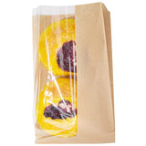 Restaurantware Bag Tek 6 x 2.5 x 10 Paper Bags For Snacks 100 Medium Paper Bread Bags - Disposable With Side Window Paper Kraft