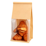 HSIULMY Kraft Bakery Bags with Window & Tin Tie, 100 Pack Bread Bags for Homemade Bread, Cookies & Pastries, Food Safe Grease Re