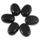 dssmboom 6 Pcs Oval Crystal Beads for Jewelry Making, Flat Back Black Agate Stone Cabochons for DIY Crafts Decoration, 18mmx25mm