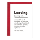 Ogeby Leaving Definition Card for Coworker Boss, Funny Going Away Card for Him Her, Leaving Greeting Card for Work Bestie Friend
