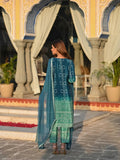 Wedani Soft Chinon Silk Bandhani Print With Sequence Embroidery Lace Border Kurta Pant Set With Dupatta For Women-Turquoise,Turquoise,S,Silk Blend,Regular,Dupatta