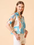 Wedani Regular Fit Top For Women,BLUE,L,Cotton,Western,