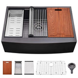 33 Inch Black Farmhouse Sink Workstation-Bokaiya 33x22 Apron Front Farm House Sink Stainless Steel 16 Gauge Deep Single Bowl Far