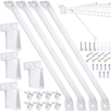 Hicarer 16 Pcs 12 Inch Wire Shelf Support Brackets Kit,Include 4 Mental Closet Support Brace 8 White Down Wall Clips and 4 Wire