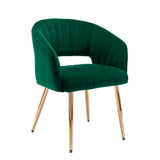KCC Modern Velvet Desk Chair Accent Armchair Upholstered Tufted Chairs Dining Chairs, Tufted Vanity Chairs Side Chairs with Gold