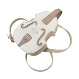 Merishopp Violin Shaped Crossbody Bag Shoulder Bag Pu Leather Mini Pouch Messenger Bag White
