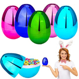 Chochkees Fillable Easter Eggs (6-Pack) 6 Inch Jumbo Metallic Colorful Plastic Easter Eggs, Stands Upright, Perfect for Easter E