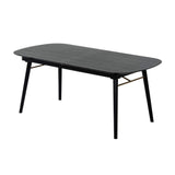 Benjara Obround Top Wooden Dining Table with Extendable Leaf, Gray