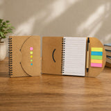 CuckooDiaries EcoFriendly C6 Craft Notebook with ThreeFold Cover, Spiral Wire Binding, Sticky Notes & Eco Pen | Recycled Kraft